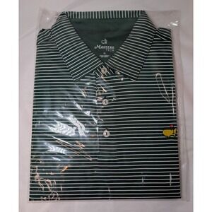 Masters Tech Mens XL Green White Striped Golf Polo Shirt *New in package*